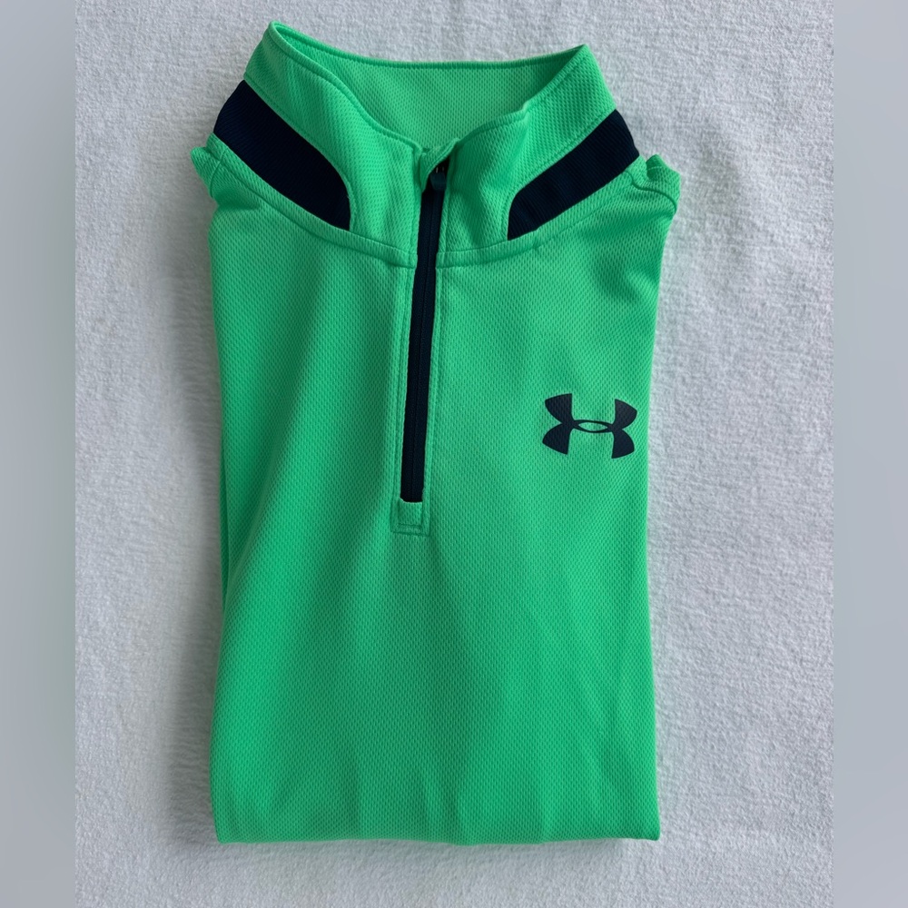 EUC Youth Boys Under Armour Mint green and Navy Quarter-Zip Top XL